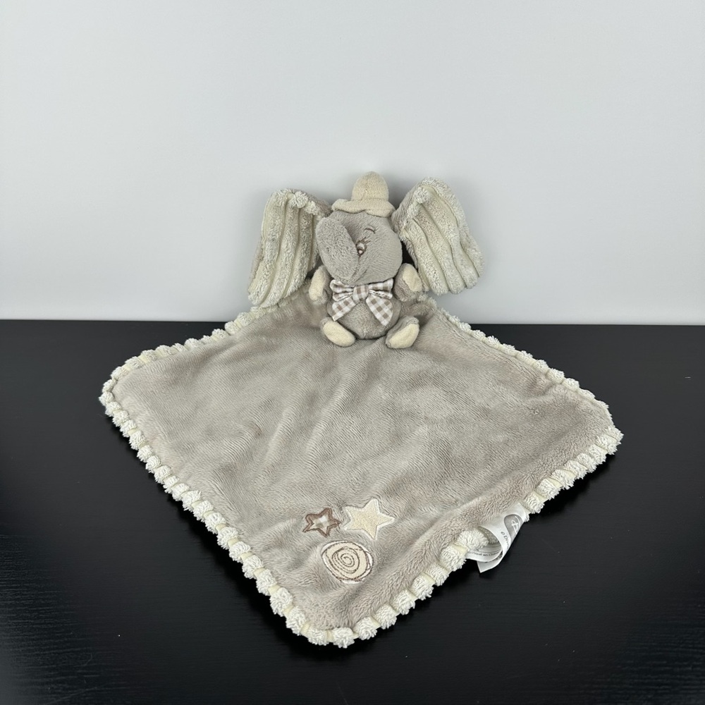 Disney Baby Dumbo Elephant Lovey Security Blanket 9" x 9" Gray Plush with Stars